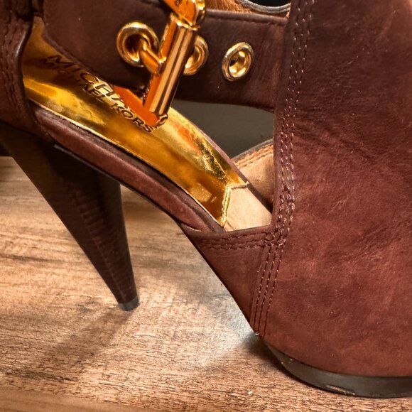 MICHAEL Kors Brown Suede Peep-Toe Heels Booties - Picture 3 of 3